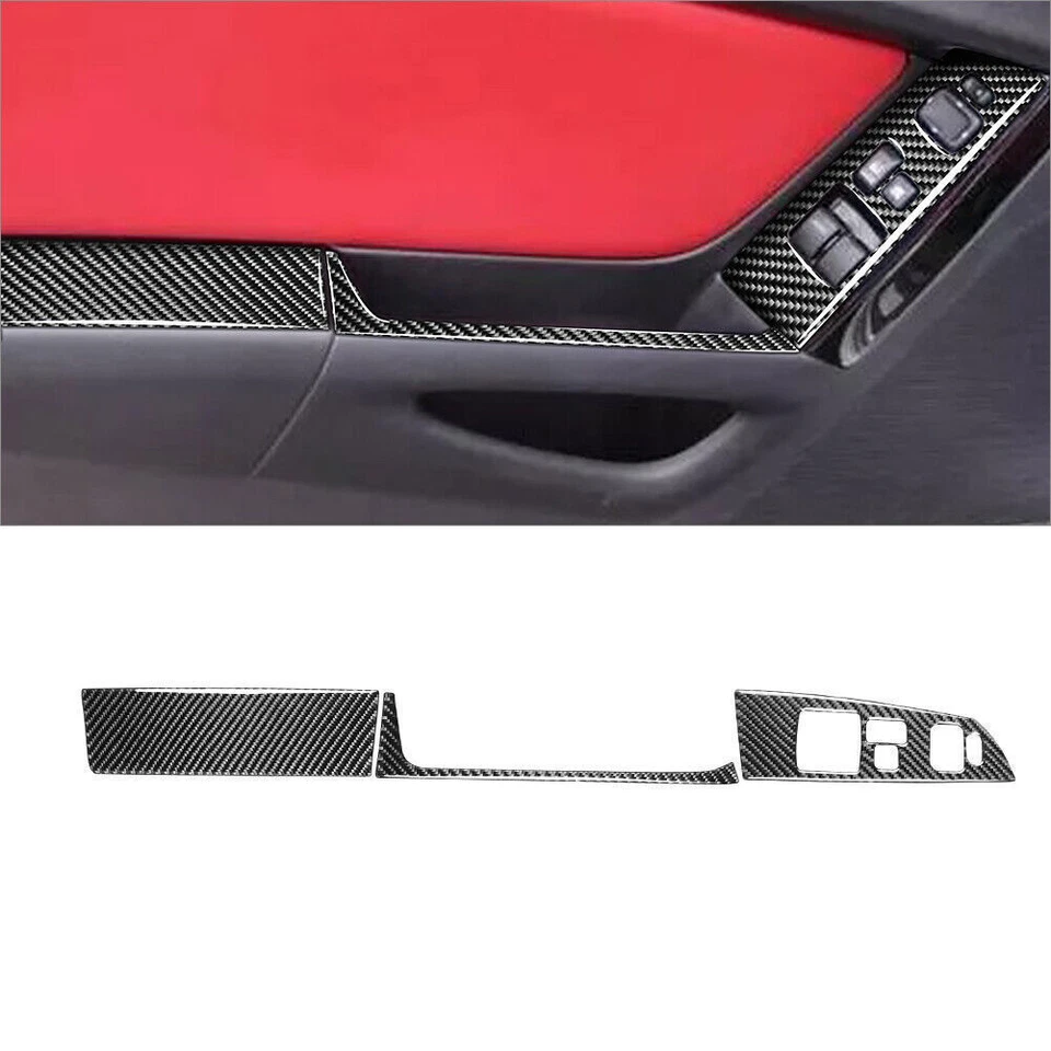 Cubierta de control de ventana lateral del conductor de vinilo de fibra de carbono para Mazda RX-8 2004-08 Foto 1 de 4