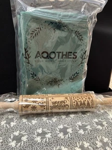 New 2pc lot set Christmas tablecloth & Nativity Embossed Baking Rolling pin - Picture 1 of 4