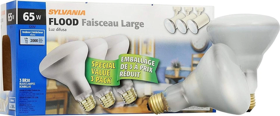 Sylvania, Indoor Flood Light BR30 Bulb, 65w/120v - 1 ea, 3-Pack - Image 1 of 1