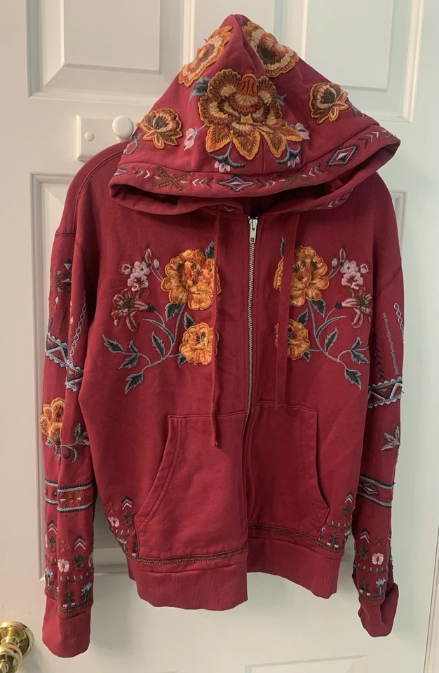 Driftwood Teddy 100% Cotton Embroidered Floral Hoodie - Women’s Size L - Image 1 of 4