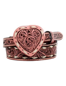 Angel Ranch Western Belt Girls Floral Bucklace Heart Pink D130002230 - Picture 1 of 1