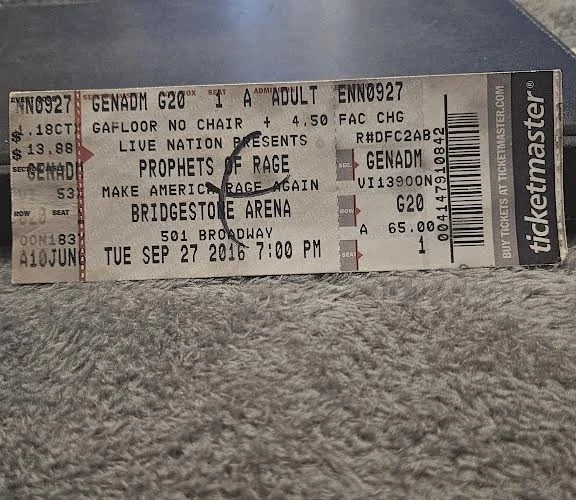 PROPHETS of RAGE + +   Ticket Stub 9-27-18 Bridgestone Arena Nashville Tennessee - Image 1 of 1