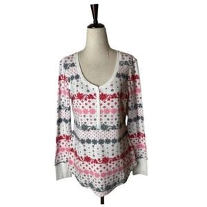 Camisa Victoria's Secret Mujer Mediana Blanca Dream of Me Fair Isle Térmica Henley - Imagen 1 de 12