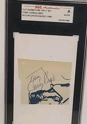 TONY CONIGLIARO SGC AUTHENTICATED AUTOGRAPHED SIGNED CUT REDSOX BASEBALL STAR - Image 1 of 4