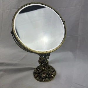Antique Matson Rose Floral Filigree Vanity Mirror Hollywood Regency Vintage - Picture 1 of 14