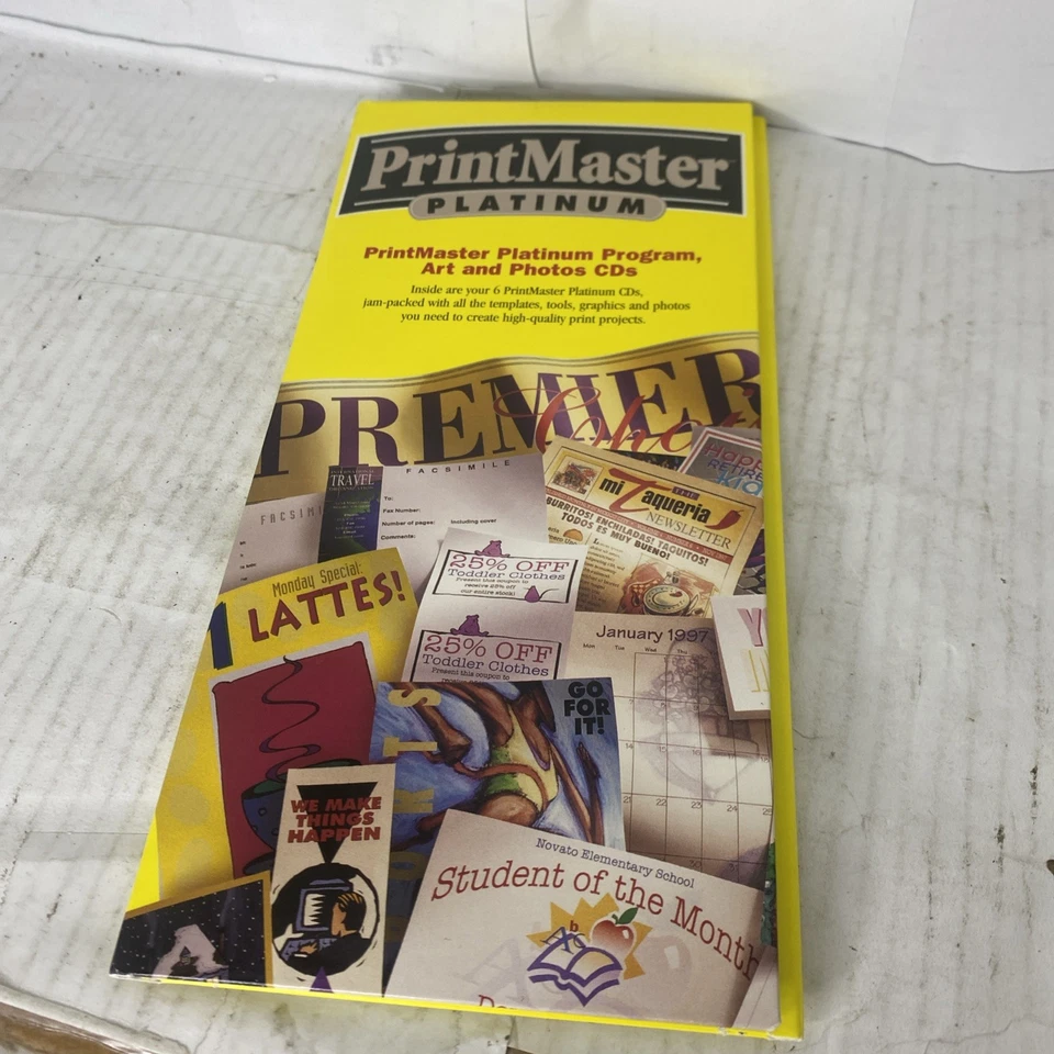 PrintMaster Platinum Program 6-CD Set Templates, Graphics & Tools Mindscape - Image 1 of 4