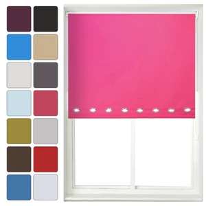 High Quality Roller Blinds with Chrome Oval Eyelets Trimmable Window Blind - Picture 1 of 9