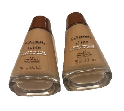 2~Covergirl Clean Liquid Foundation Sealed 1 oz Each 140 Natural Beige Retired - Image 1 of 2