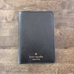 Kate Spade Stacie Passport Credit Card Holder Black Metal Logo - Picture 1 of 5