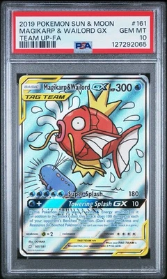 PSA 10 MAGIKARP & WAILORD GX 161 SUN & MOON TEAM UP 2019 POKEMON FULL ART - Image 1 of 2