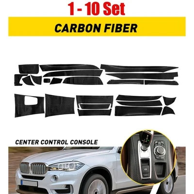 For BMW X5 X6 2008-2014 1-10Set Center Control Console Bezel Carbon Fiber 3D PVC - Image 1 of 4