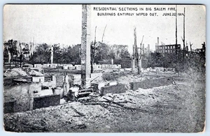1914 RESIDENTIAL SECTIONS SALEM MASS. FIRE of JUNE 25 DISASTER POSTCARD - Picture 1 of 2