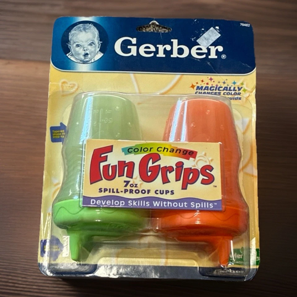 Gerber Fun Grips Cambio de Color 7oz A Prueba de Derrames Fácil Sorbo Tazas 2004 NUEVO Foto 1 de 1