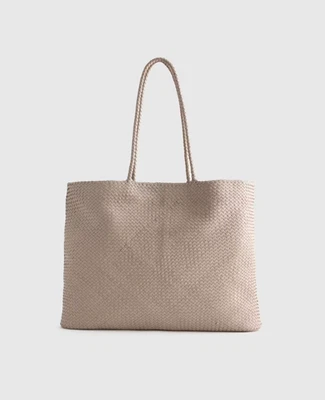 NWOT Quince Italian Leather Handwoven Tote Catalog Return Taupe - Image 1 of 4