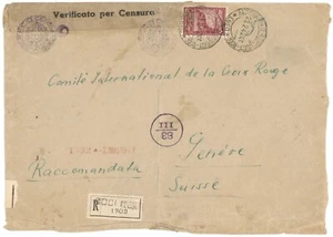 Rhodes 1942 Regis Cover to IRCC in Geneva w/5L Solo, Rhodes Censor h/s - Picture 1 of 2