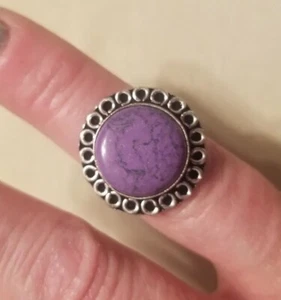 NEU Lila Edelstein Ring 925 Sterling Silber gemarkt Gr. 5,5 Charorit Handarbeit - Bild 1 von 5