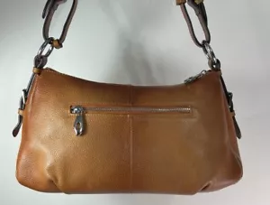 Heshe Burnt orange braun Leder Handtasche Geldbörse Tragetasche silber HW hochwertig EUC - Bild 1 von 12