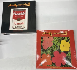 2 Andy Warhol puzzles Campbell's Soup Can (Tomato) & Flowers 550 pc, new - Picture 1 of 10