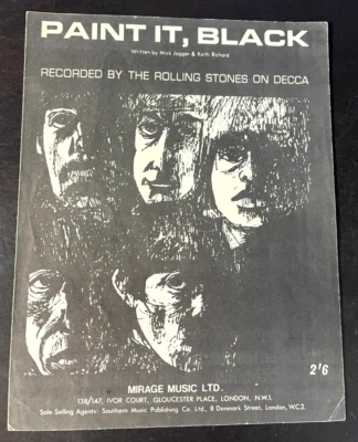 THE ROLLING STONES - PAINT IT BLACK - VINTAGE SHEET MUSIC rare mirage.  3591 - Image 1 of 3