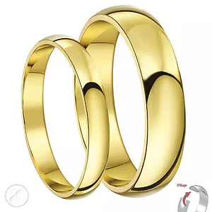 9ct Yellow Gold His & Hers 3mm & 5mm D Shape Wedding Rings    Solid & Hallmarked - Picture 1 of 1