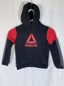 Reebok Kids 5T Long Sleeve Hoodie Pullover Sweatshirt Black/Red/Gray  - Picture 1 of 3