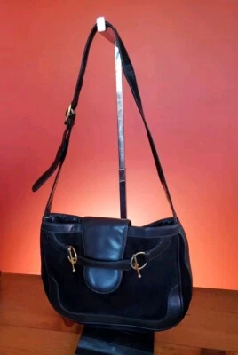 Gucci Horsebit Flap Closure Shoulder Black Leather Suede Bag FOR RESTORATION Vtg - Image 1 of 4