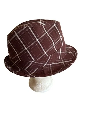 Sombrero Fedora a Cuadros Marrón y Blanco Estilo D&Y DYA-4737FD 100% Poliéster Talla Única Foto 1 de 4