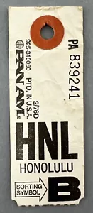 PAN AM HNL HONOLULU VINTAGE BAG TAG LUGGAGE BAGGAGE LABEL AMERICAN PAA - Picture 1 of 2