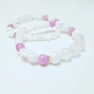 6 Stones Fairies Blessings Kunzite, Moonstone, White Jade, Rose Quartz, Pearl - Picture 1 of 8