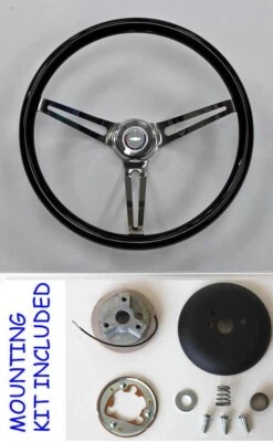 70-73 Blazer C10 C20 C30 Camión 15" Negro Madera Volante Alto Brillo RWB Tapa Foto 1 de 4