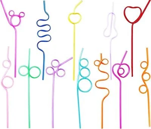 24 Pcs Crazy Straws, Reusable Plastic Loop Curly Fun Straws for Classroom Activi - Picture 1 of 6