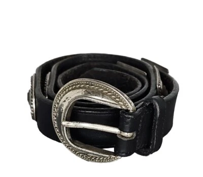 Cinturón Brighton 1993 vintage plateado y cuero negro talla S  Foto 1 de 4