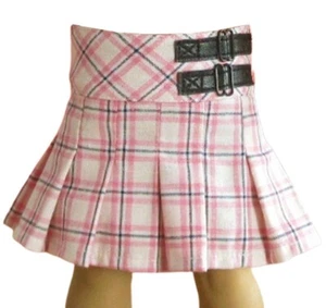 Rosa & schwarz karierter Rock mit Schnallen passt 18" American Girl Größe Puppe - Bild 1 von 2