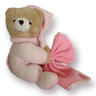 Oso de peluche rosa bebé Aurora peluche con manta sonajero 5" peluche dormido Foto 1 de 4