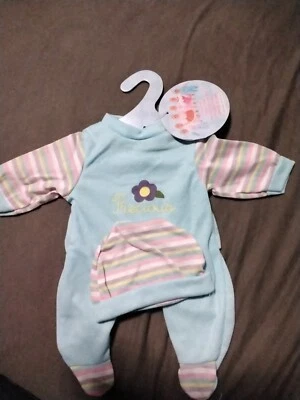 Doll Fashion Puppenmode Overal  für Puppen 40-45 cm Blau Mehrfarbig 2-Teilig  - Bild 1 von 3