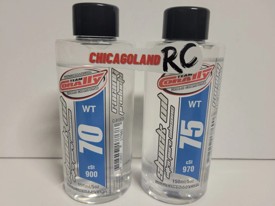 2X HUGE 5OZ CORALLY 70 WT 75 WT SILICONE SHOCK OIL FOR TRAXXAS ARRMA ASSOCIATED - Image 1 of 1