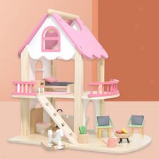 DIY Puppenhäuser Prinzessin Pink Castle Holzspielhaus mit Möbeln