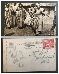 Rare Gold Coast Africans at Wembley postcard & 1d Empire Exhibition stamp, 1924 - Picture 1 of 3