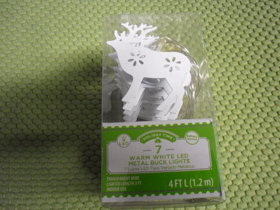 Holiday Time 7 PK Warm White Metal Led Buck Lights Battery Operated 4 Ft - Image 1 of 1