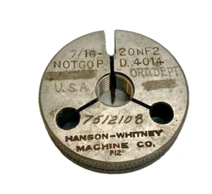 Anillo de hilo usado Hanson Whitney 7/16-20 NF-2 (NOGO P.D.  .4014) - Imagen 1 de 4