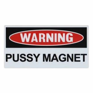Magnet, Funny Warning, Pussy Magnet, Practical Jokes, Gags, Pranks, 6" x 3" - Picture 1 of 3