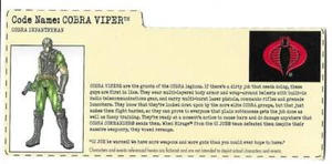 2002 Cobra Viper v.6 FILE CARD filecard bio modern GI Joe JTC T - Picture 1 of 2