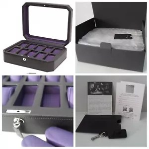 WOLF Windsor 10 pezzi scatola orologio e custodia gioielli 458403 NUOVO nero viola - Foto 1 di 21