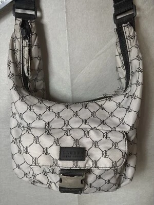 Bolsa de ombro Lauren Ralph Lauren lona metal pesado clipe bolsa logotipo espaçosa - Imagem 1 de 4