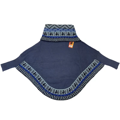 ANDEAN ALPACA HANDMADE WOMEN BLUE CAPE COAT PONCHO M - Image 1 of 4