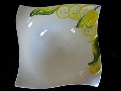 *Bassano* Keramik Handbemaltes Schälchen Schale geschwungene Form Zitrone 14x5  - Bild 1 von 2