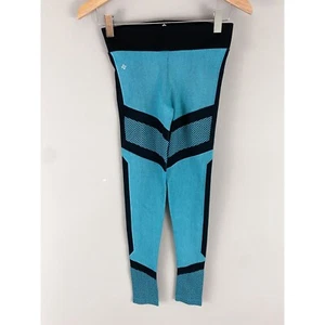 NUX Teal Blue Black Color Block Seamless Athletic Leggings Medium - Picture 1 of 3