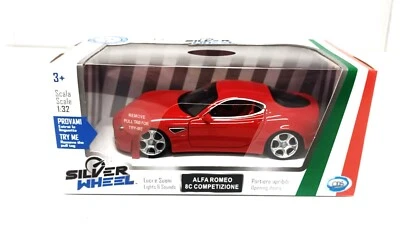 Alfa Romeo 8C Competizione Luci Suoni Rosso Red Silver Wheel 1:32 Nuovo 1/32 - Immagine 1 di 4