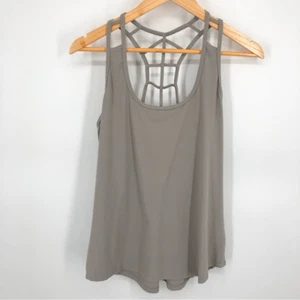 Athleta Halasana Macrame Tank Womens Large Silver Grey - Picture 1 of 9