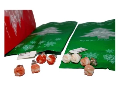 Orecchini in Corallo rosa di Argento da 925 per Donna con Fiori pietre naturali - Immagine 1 di 4